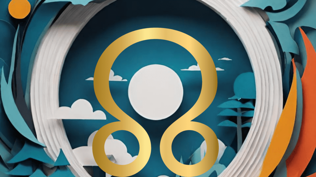 AI Artwork of a Gold North node symbol on a papercut nature background