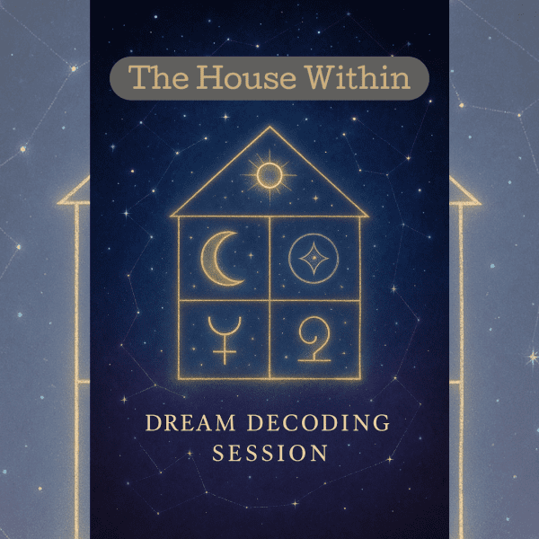 A house with astrological symbols on it in 4 quadrants