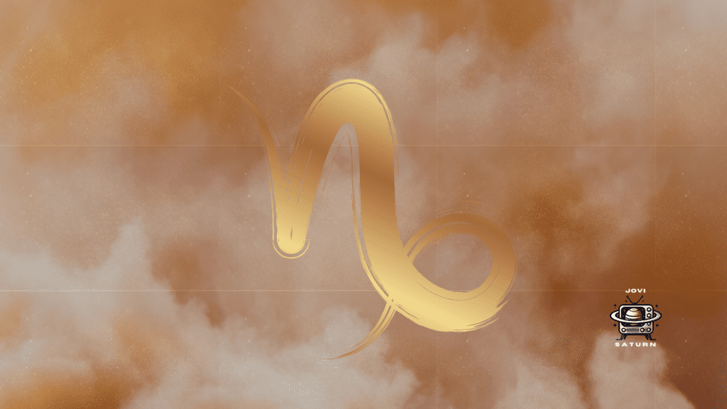 Gold Capricorn Glyph on a Gold glod Background