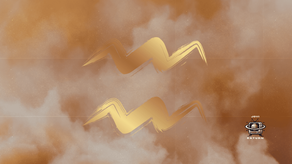 Gold Aquarius Glyph on a Gold glod Background