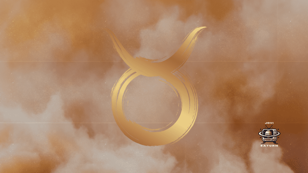 Gold Taurus glyph on a gold cloud background