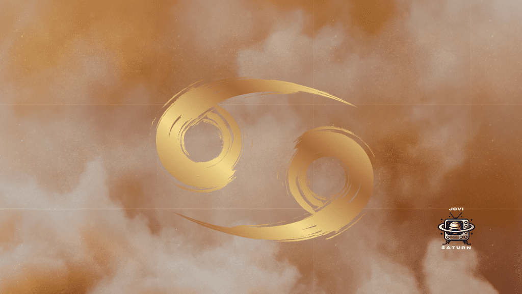 Gold Cancer glyph on a gold cloud background
