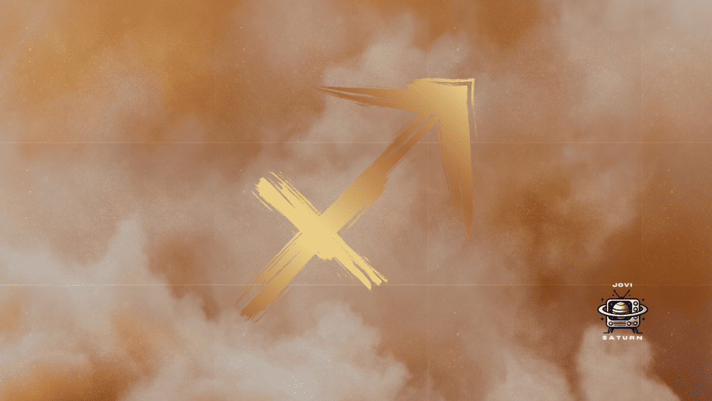 Gold Sagittarius Glyph on a Gold glod Background