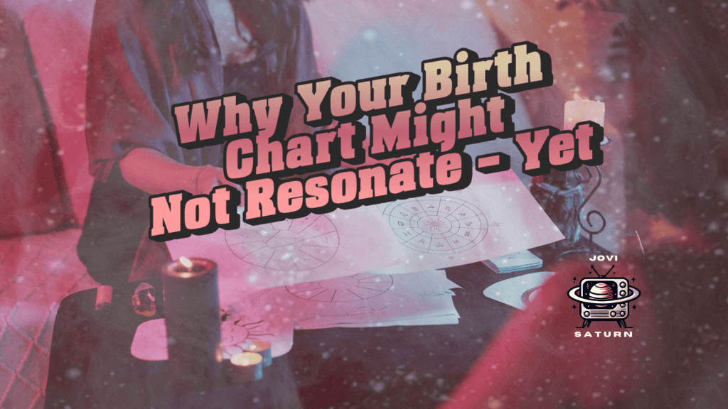 Galaxy overlay of a woman presenting two natal charts to a client